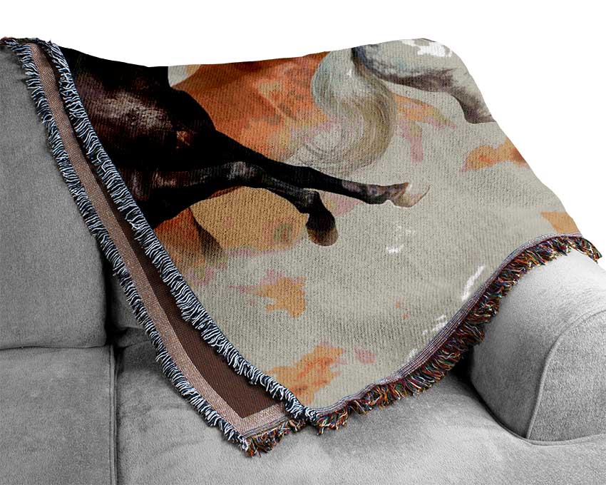 Wild Stallion Horse Desert Woven Blanket