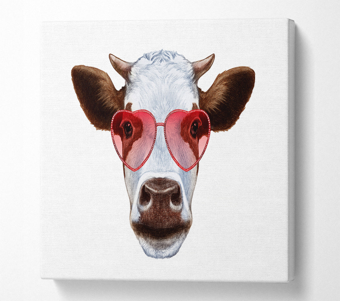 A Square Canvas Print Showing Love Cows Square Wall Art