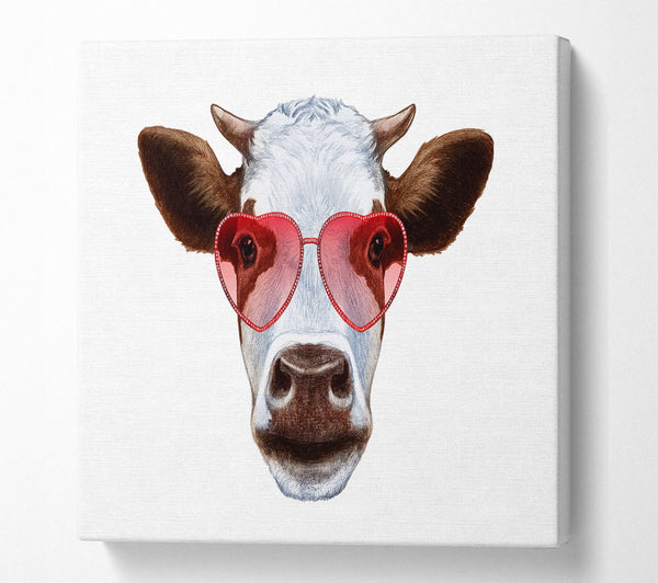 A Square Canvas Print Showing Love Cows Square Wall Art