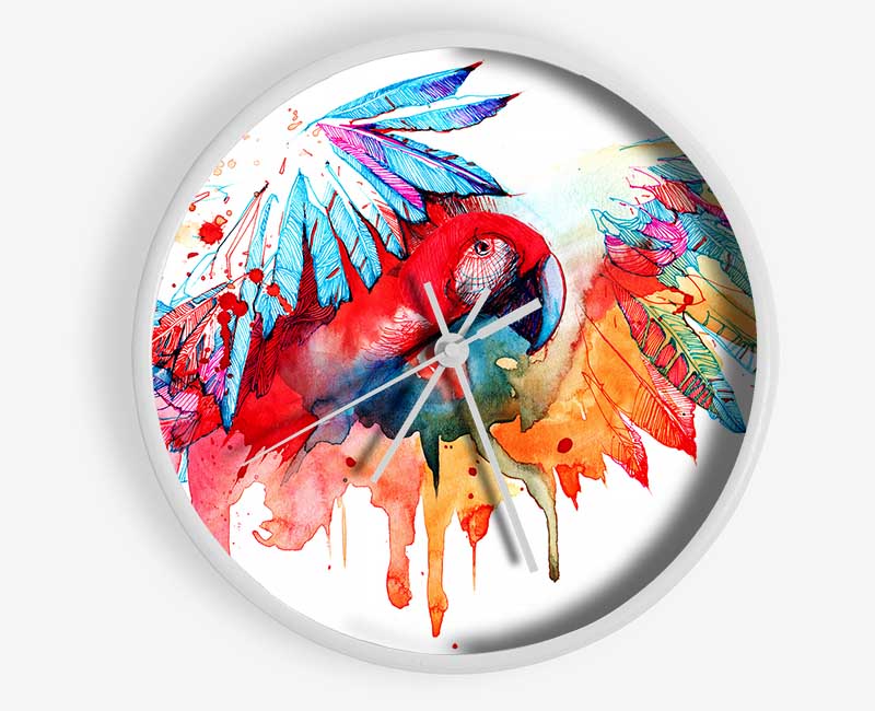 Colourful Parrot Clock - Wallart-Direct UK