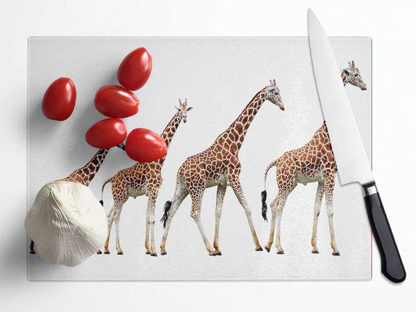 Giraffe Lineup Glass Chopping Board