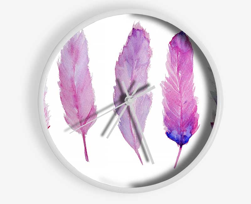 Pink Indian Feathers 1 Clock - Wallart-Direct UK