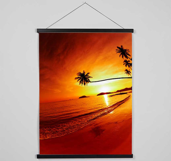 Ocean Sunset Palm Hanging Poster - Wallart-Direct UK