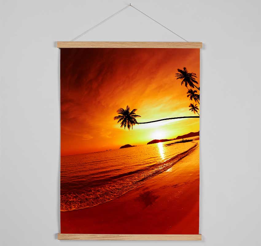 Ocean Sunset Palm Hanging Poster - Wallart-Direct UK