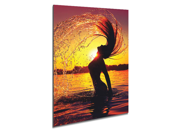 Sunset woman Ocean Splash