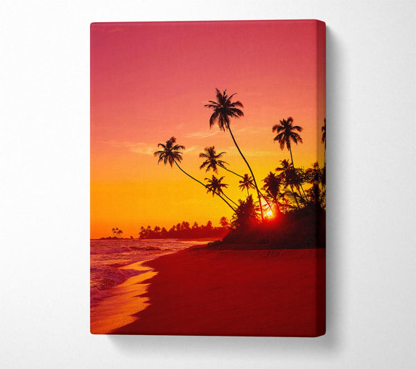 Picture of As The Sun Sets Under The Palm Trees Canvas Print Wall Art