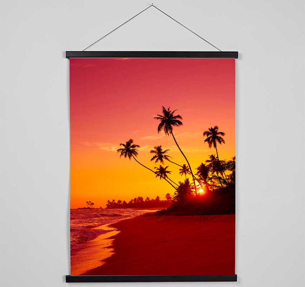 As The Sun Sets Under The Palm Trees Hanging Poster - Wallart-Direct UK