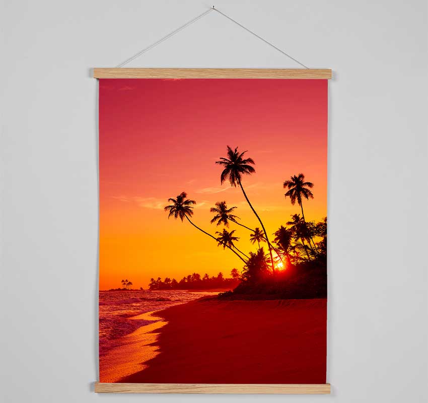 As The Sun Sets Under The Palm Trees Hanging Poster - Wallart-Direct UK