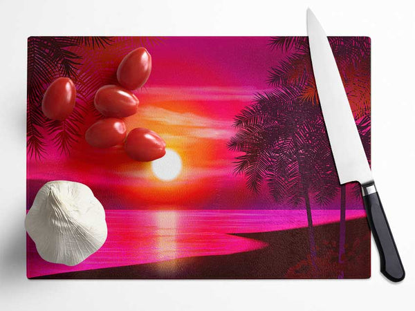 Pink Ocean Glow Glass Chopping Board