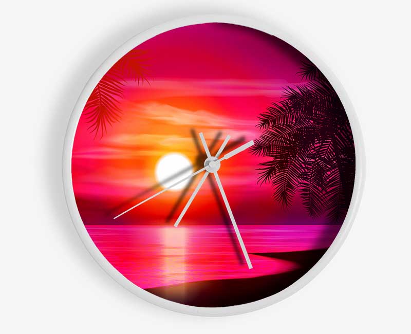 Pink Ocean Glow Clock - Wallart-Direct UK