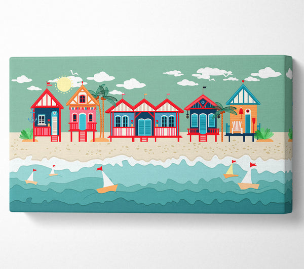 Beach Huts And Sailboats