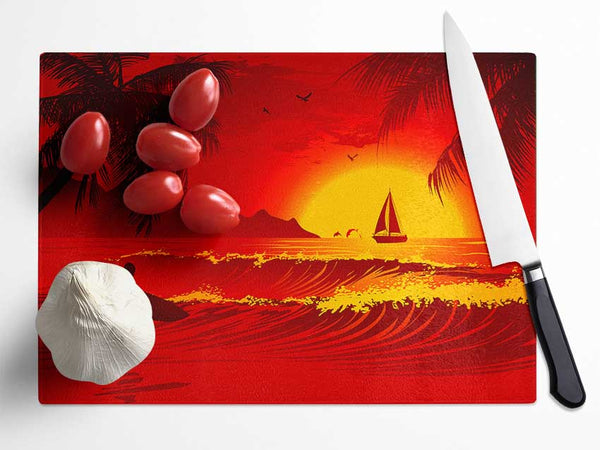 Surfers Dream Glass Chopping Board