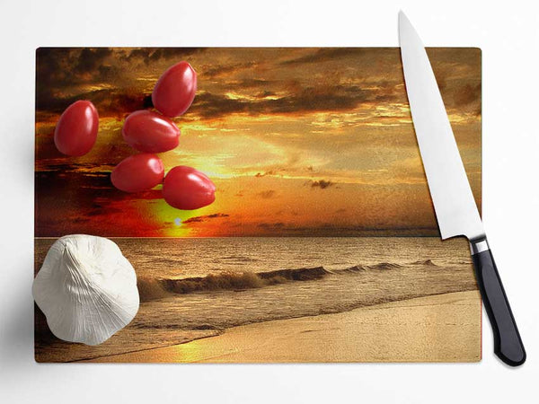 Sunset Waves 1 Glass Chopping Board