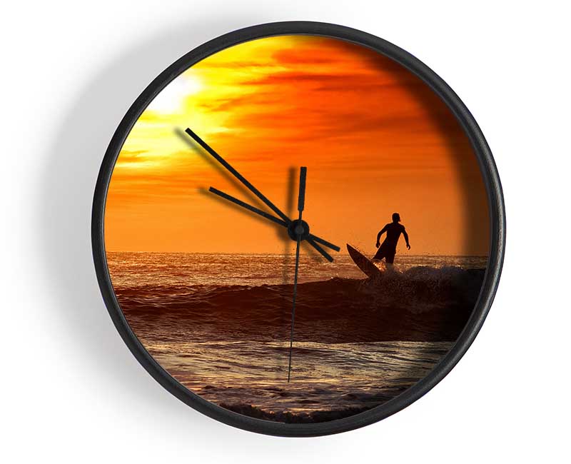 Sunset Surfing Clock - Wallart-Direct UK