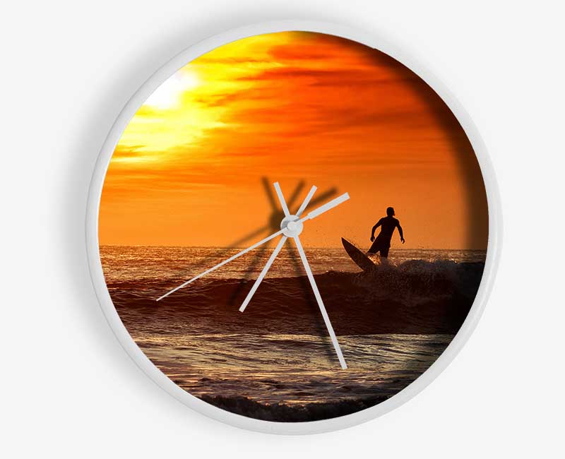 Sunset Surfing Clock - Wallart-Direct UK