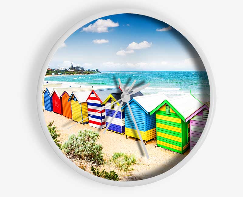 Beach Hut Delight Clock - Wallart-Direct UK