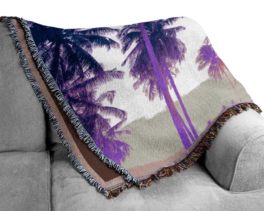 Psychedelic Palm Tree Skies Woven Blanket