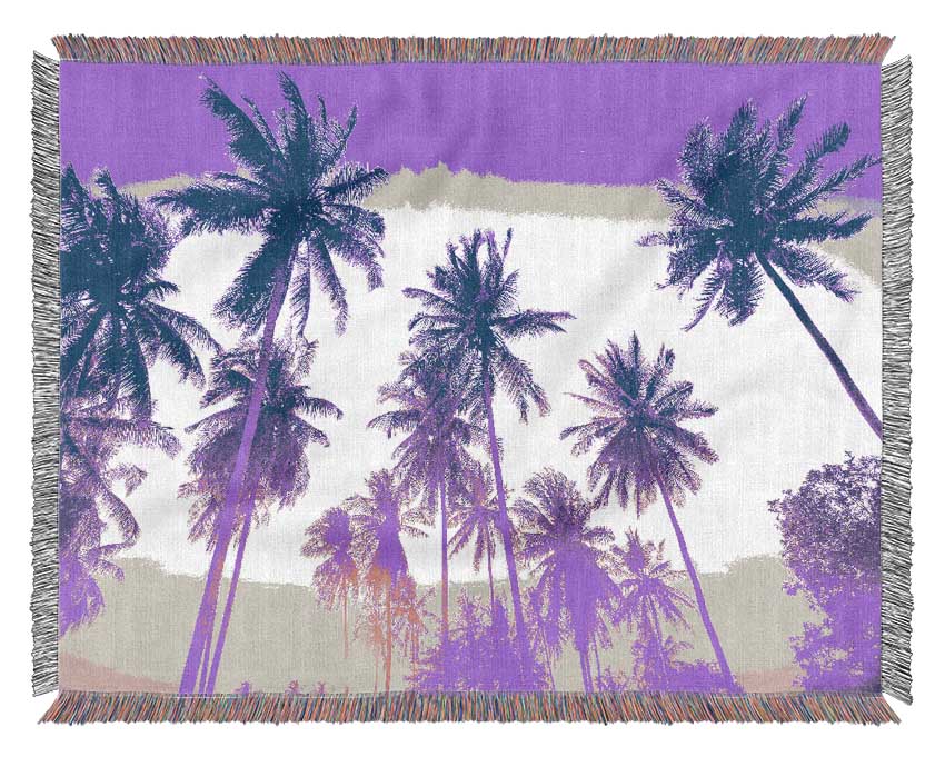 Psychedelic Palm Tree Skies Woven Blanket