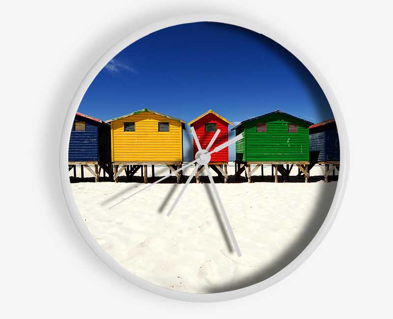 Beach Hut Skies Clock - Wallart-Direct UK