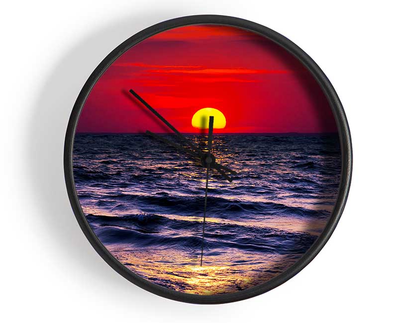 Golden Sunset Ocean Clock - Wallart-Direct UK