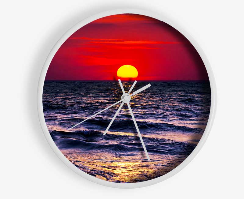 Golden Sunset Ocean Clock - Wallart-Direct UK