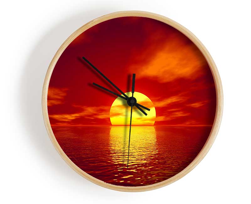 Golden Sun In The Red Sky Clock - Wallart-Direct UK