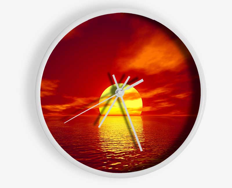 Golden Sun In The Red Sky Clock - Wallart-Direct UK