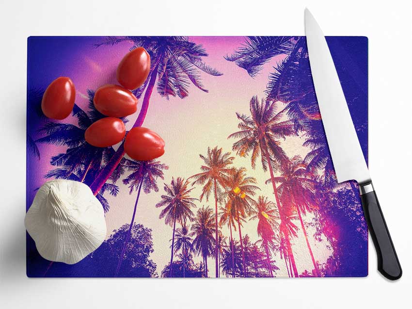 Palm Tree Glow Glass Chopping Board