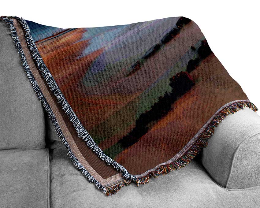 Distant Pier Ocean Woven Blanket