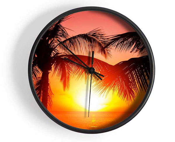 Sun Between The Palm Trees Clock - Wallart-Direct UK