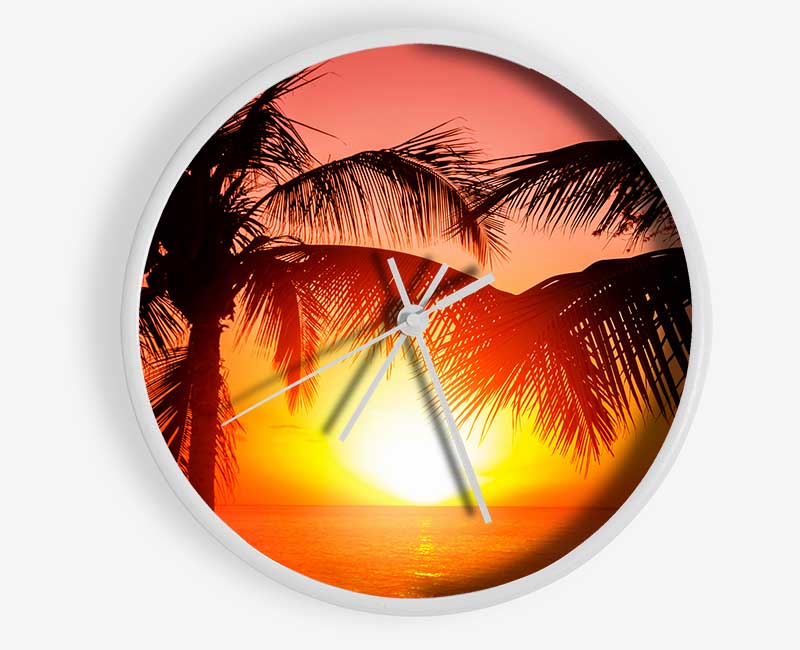 Sun Between The Palm Trees Clock - Wallart-Direct UK