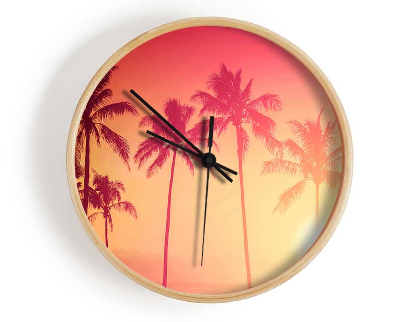 Palm Tree Haze Clock - Wallart-Direct UK