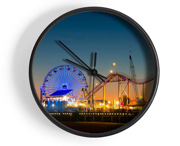 Santa Monica Pier At Dusk Clock - Wallart-Direct UK