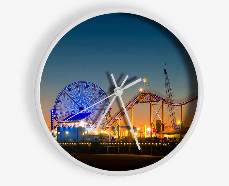 Santa Monica Pier At Dusk Clock - Wallart-Direct UK