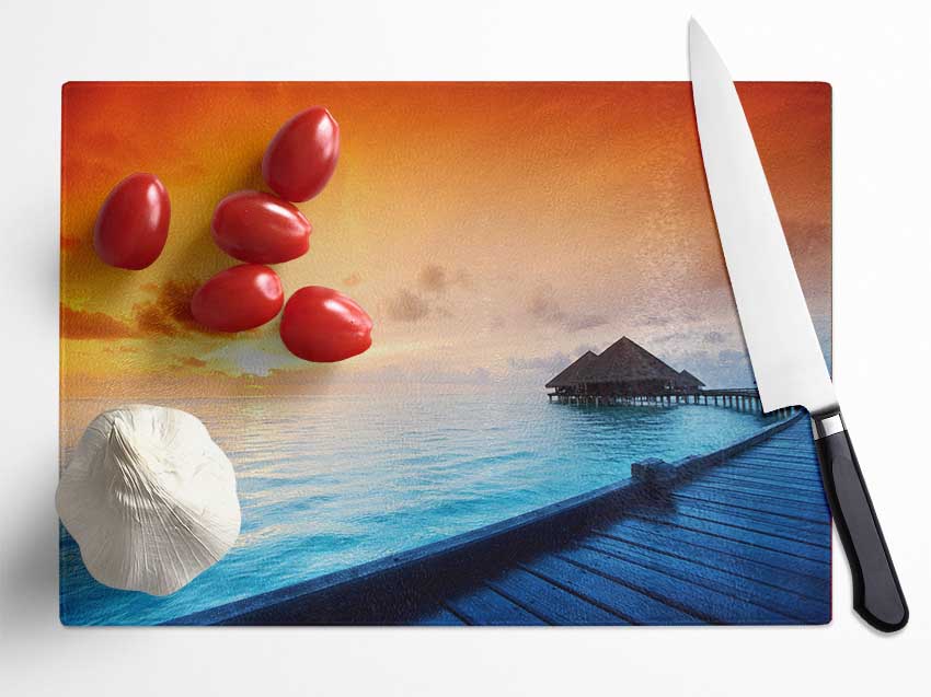 Living In Paradise Glass Chopping Board