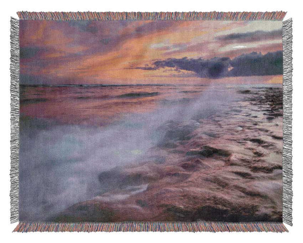 Perfect Pink Ocean Dusk Woven Blanket