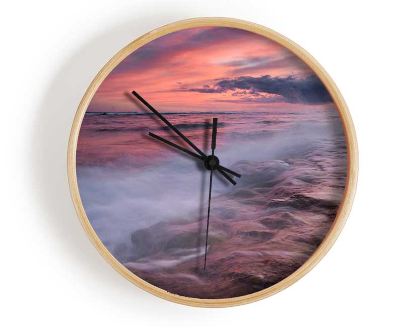 Perfect Pink Ocean Dusk Clock - Wallart-Direct UK