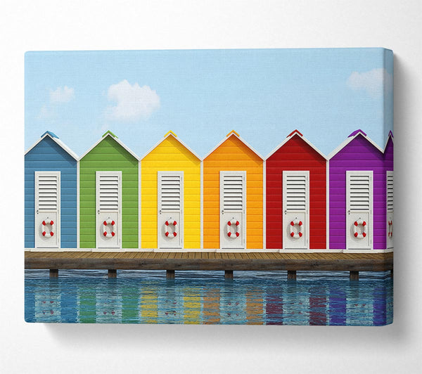 Picture of Beach Hut Ocean Canvas Print Wall Art