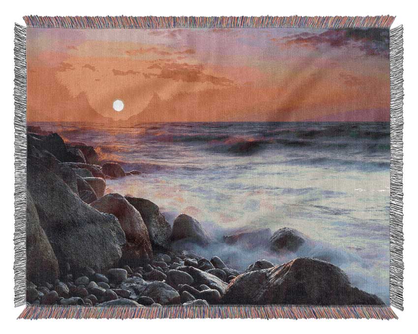 Swell Of The Ocean Rocks Woven Blanket