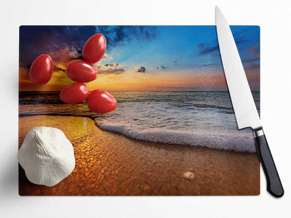 As The Waves Get Closer Glass Chopping Board