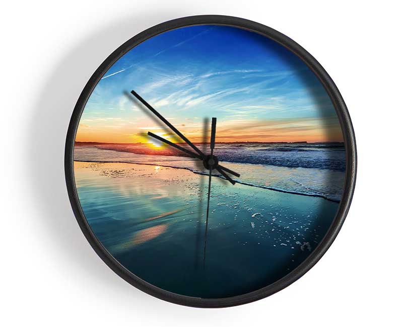 Turquoise Ocean Swell Clock - Wallart-Direct UK