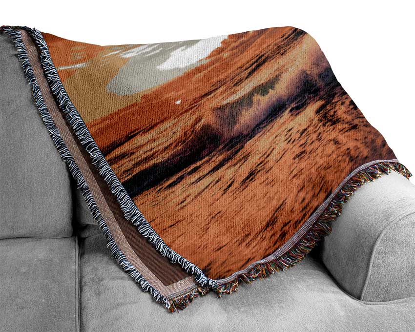 Waves At Dusk Woven Blanket