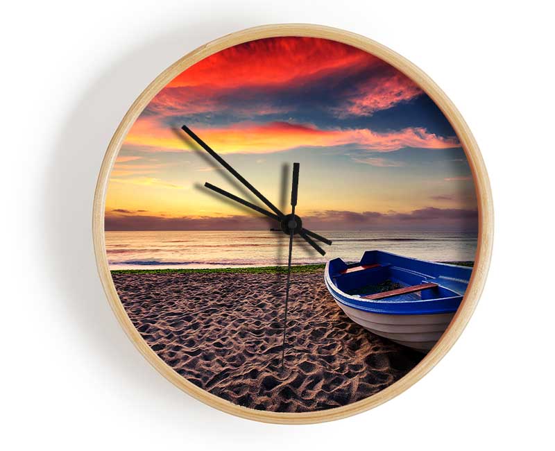 Row Boat Skies Clock - Wallart-Direct UK