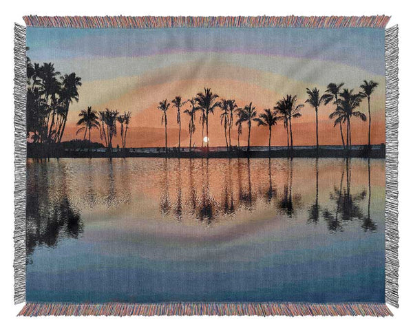 Reflections Of The Palm Trees Woven Blanket