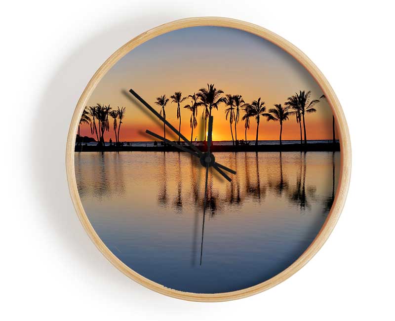 Reflections Of The Palm Trees Clock - Wallart-Direct UK