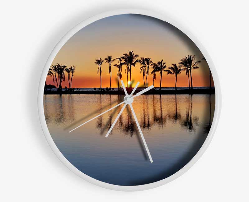 Reflections Of The Palm Trees Clock - Wallart-Direct UK