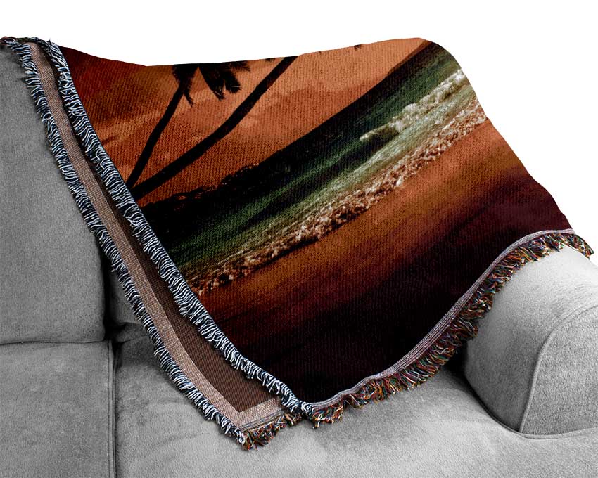 Ocean Sun Beam Palms Woven Blanket