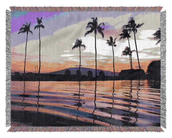 Ripples At Sunset Woven Blanket