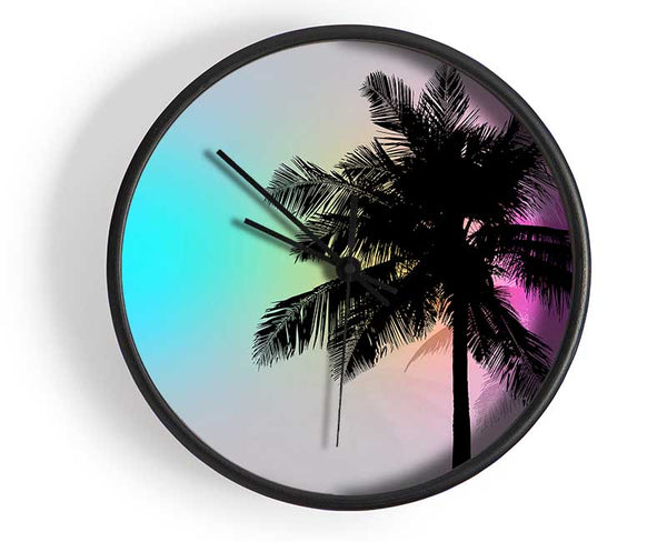 Psychedelic Palm Skies Clock - Wallart-Direct UK