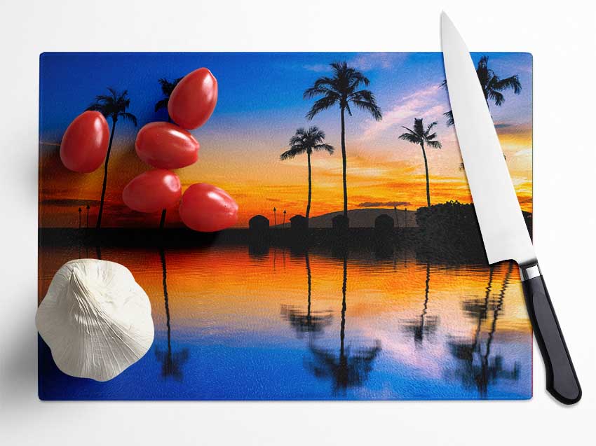 Stunning Reflections Of The Ocean Sky Glass Chopping Board